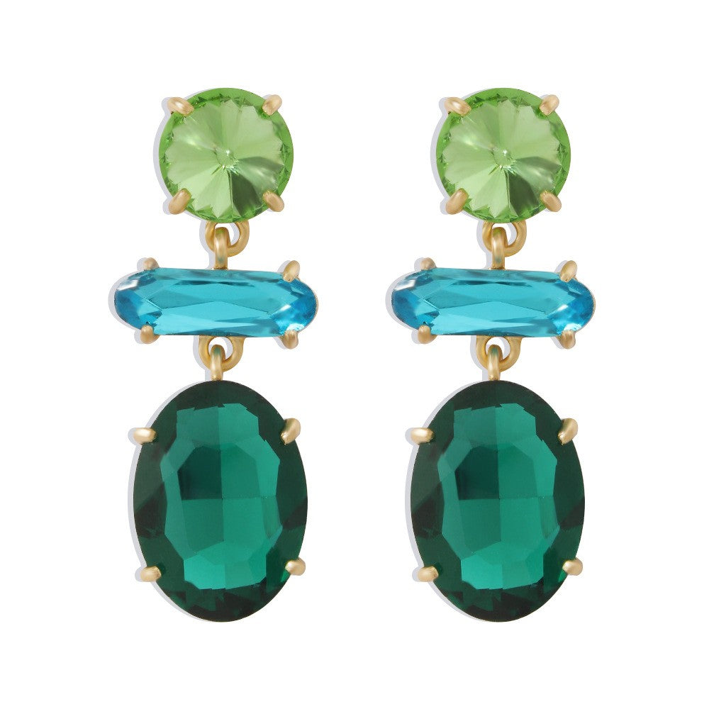 Classy Green & Blue Geometric Drop Earrings