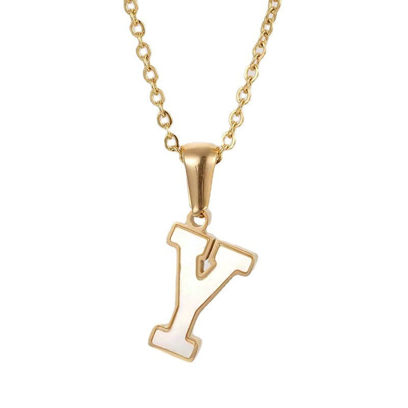 Dainty Pearl Letter Initial Necklace