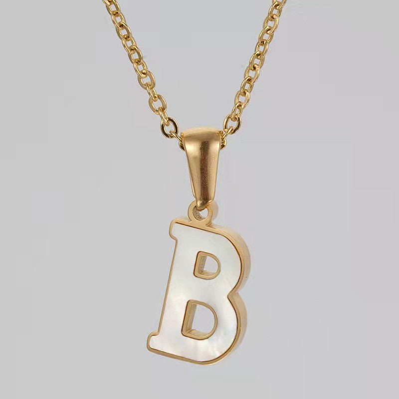 Dainty Pearl Letter Initial Necklace