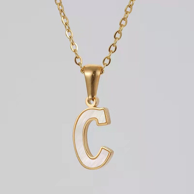 Dainty Pearl Letter Initial Necklace