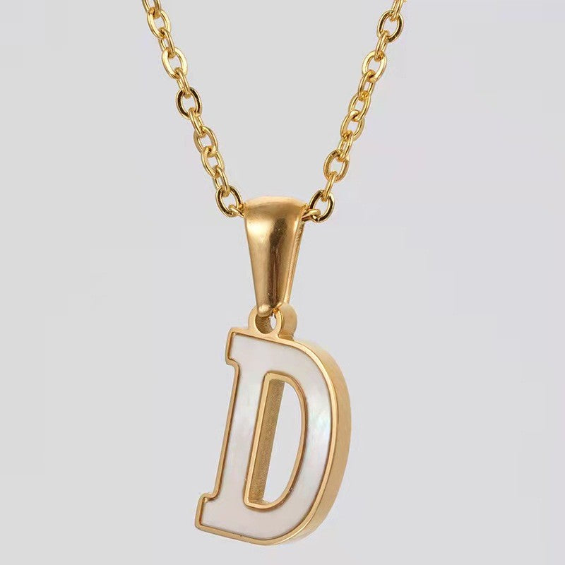 Dainty Pearl Letter Initial Necklace