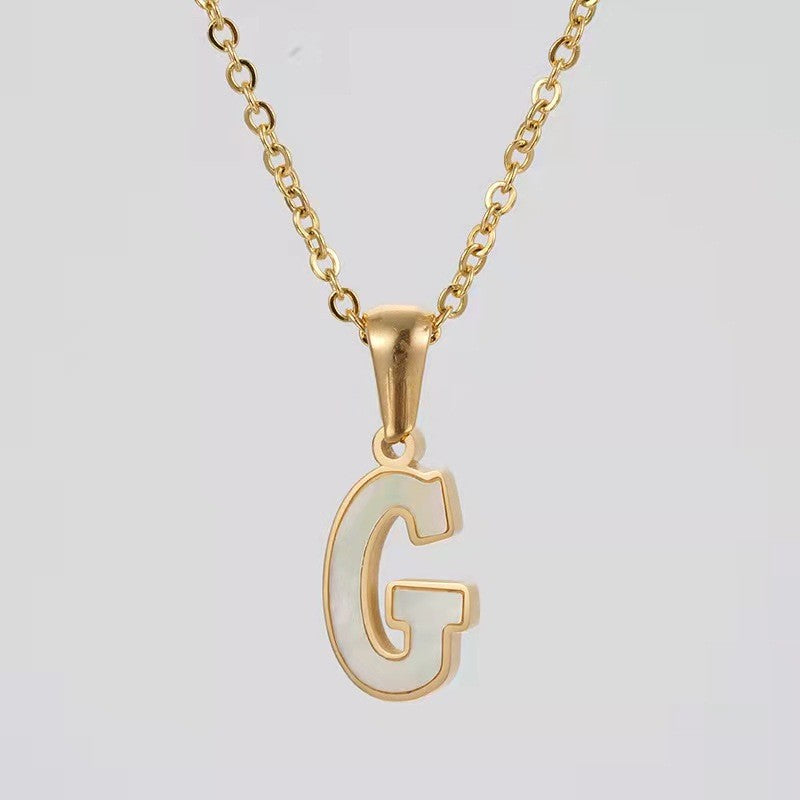 Dainty Pearl Letter Initial Necklace