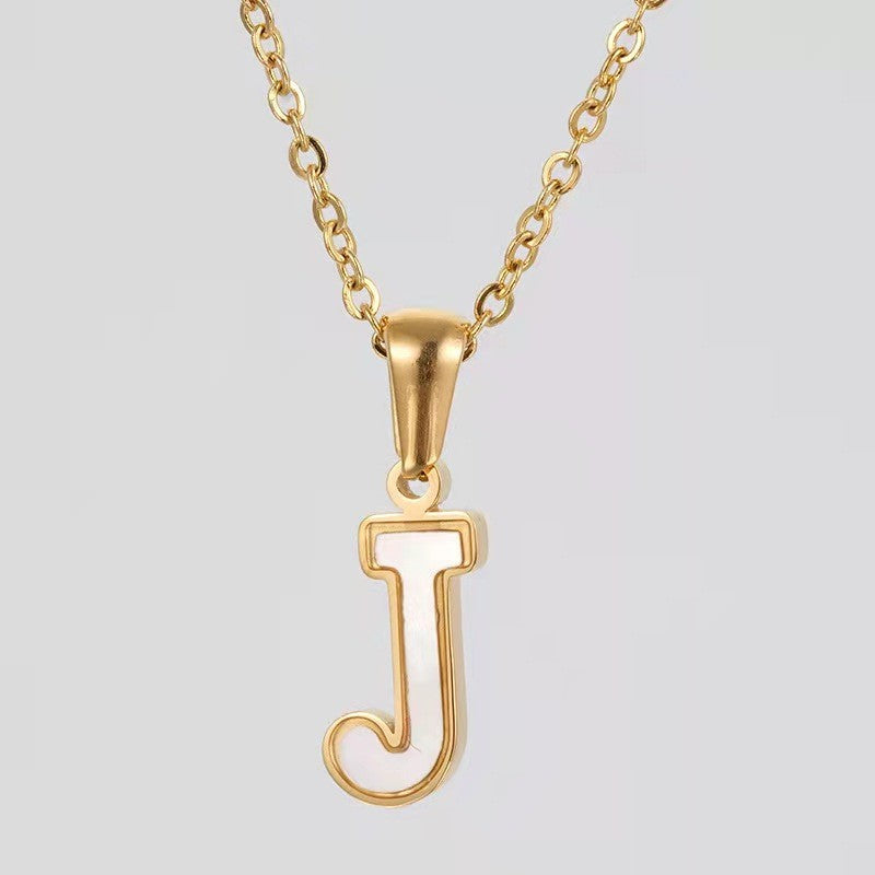 Dainty Pearl Letter Initial Necklace