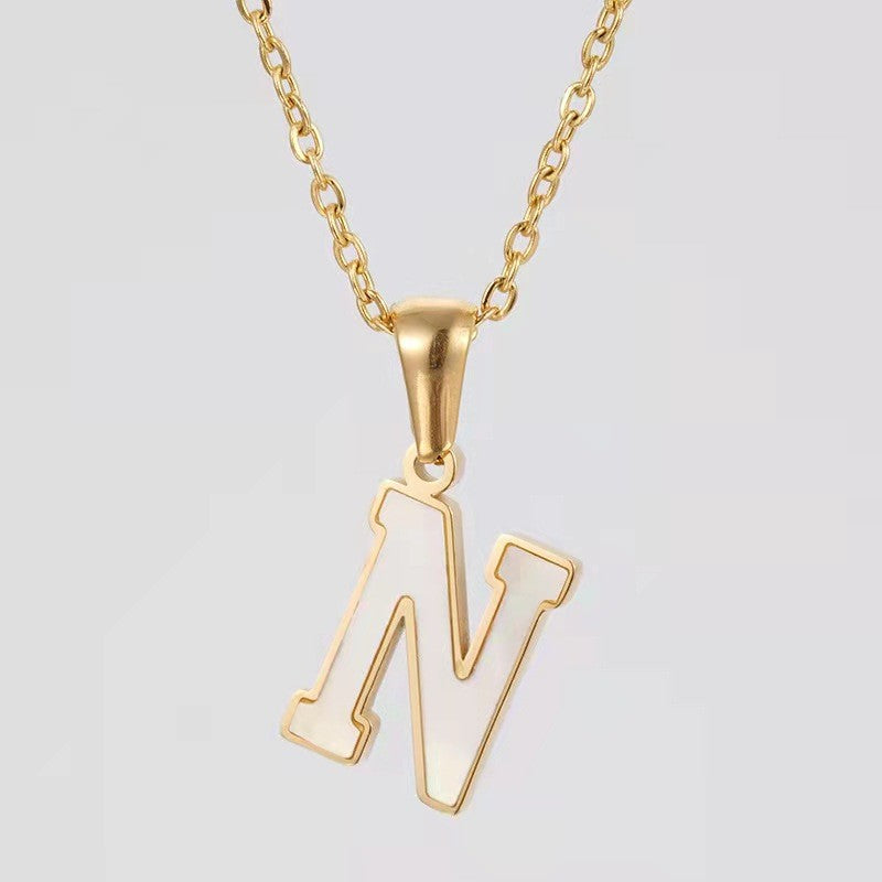 Dainty Pearl Letter Initial Necklace