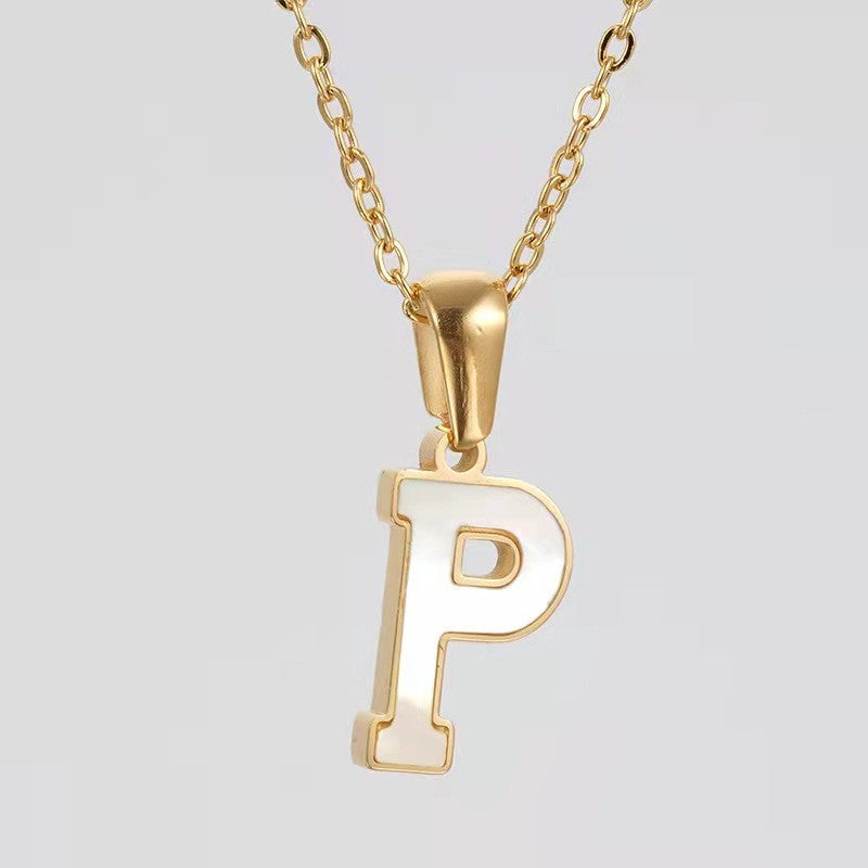 Dainty Pearl Letter Initial Necklace