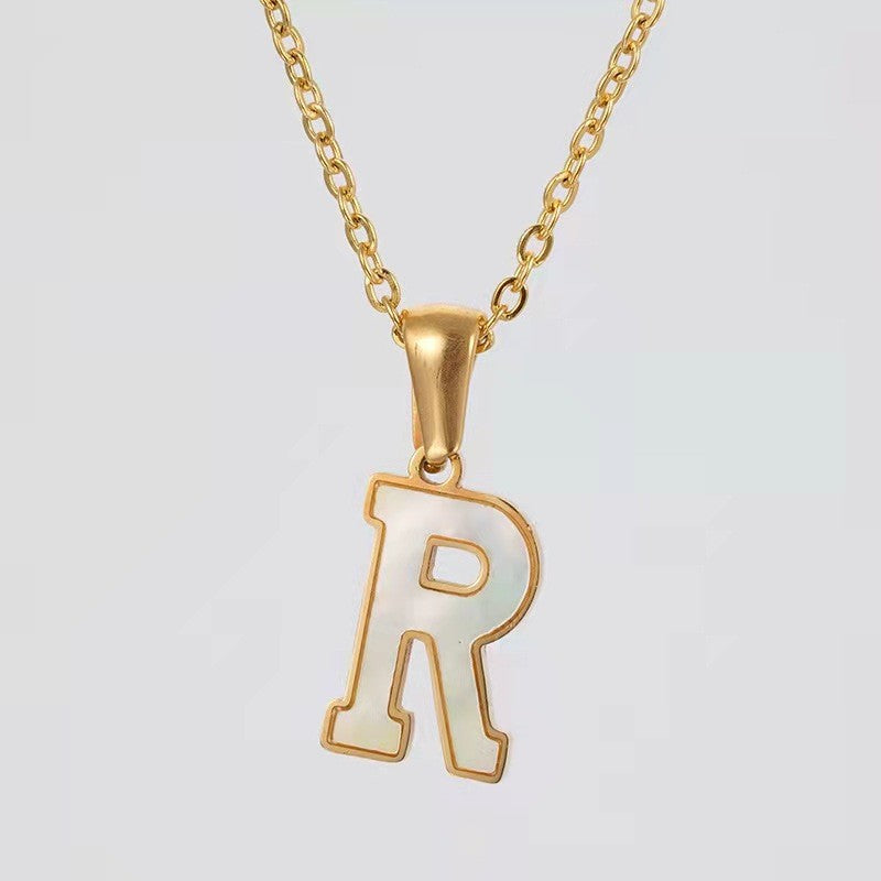 Dainty Pearl Letter Initial Necklace
