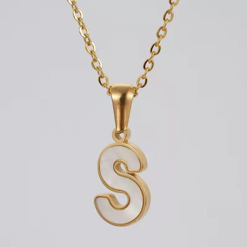 Dainty Pearl Letter Initial Necklace