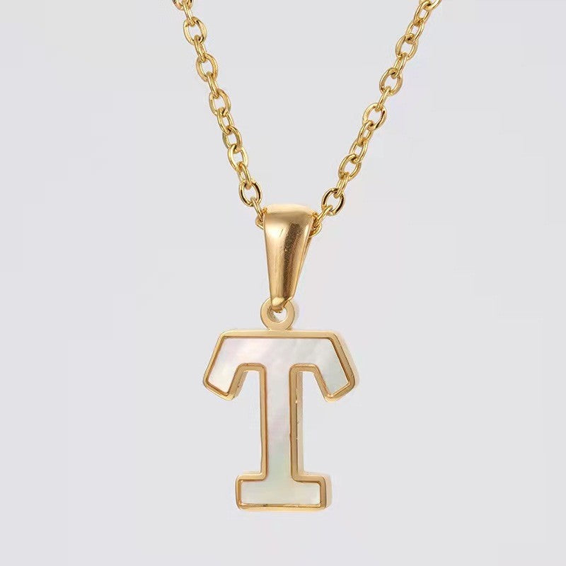 Dainty Pearl Letter Initial Necklace