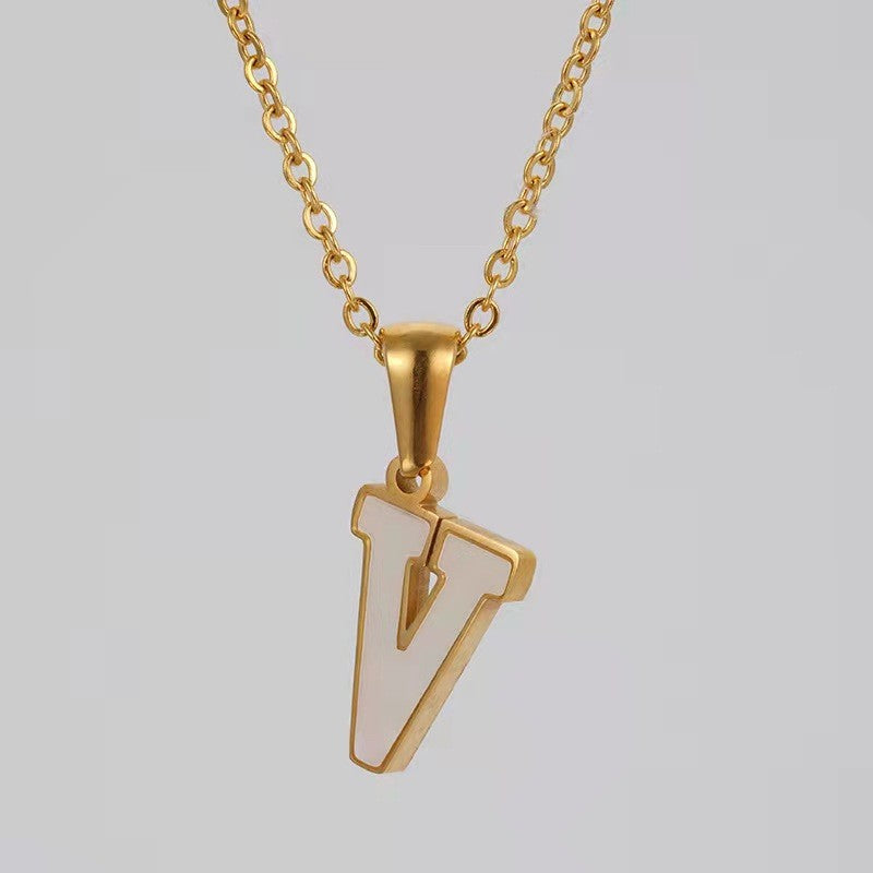 Dainty Pearl Letter Initial Necklace