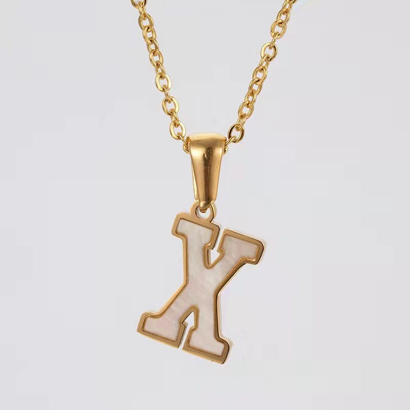 Dainty Pearl Letter Initial Necklace