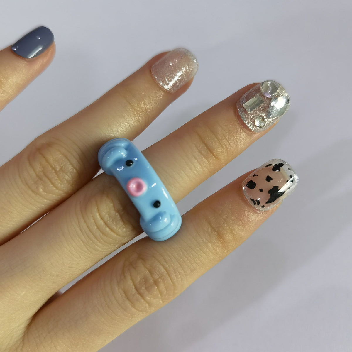 Sweet Pastel Animal Resin Ring Set