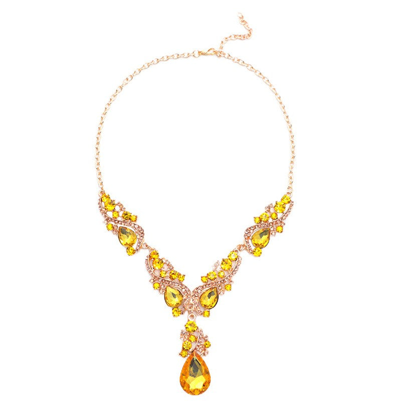 Elegant Vintage Green Leaf Teardrop Necklace & Earring Set