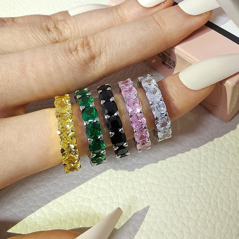 Classy Square Cut Zircon Eternity Ring
