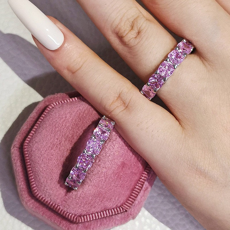 Classy Square Cut Zircon Eternity Ring