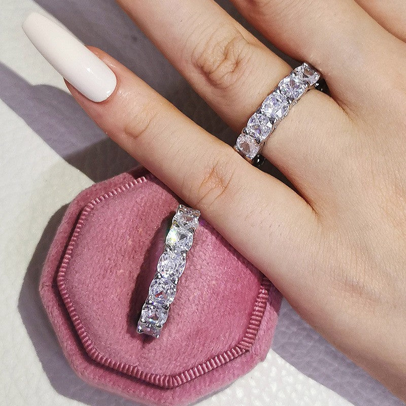 Classy Square Cut Zircon Eternity Ring