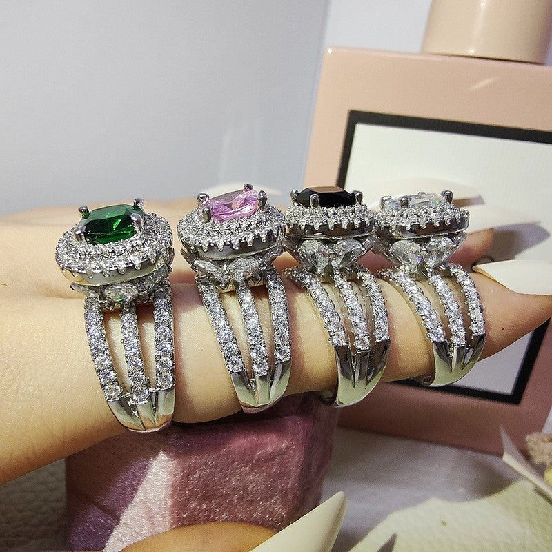 Classy Square Halo Statement Ring
