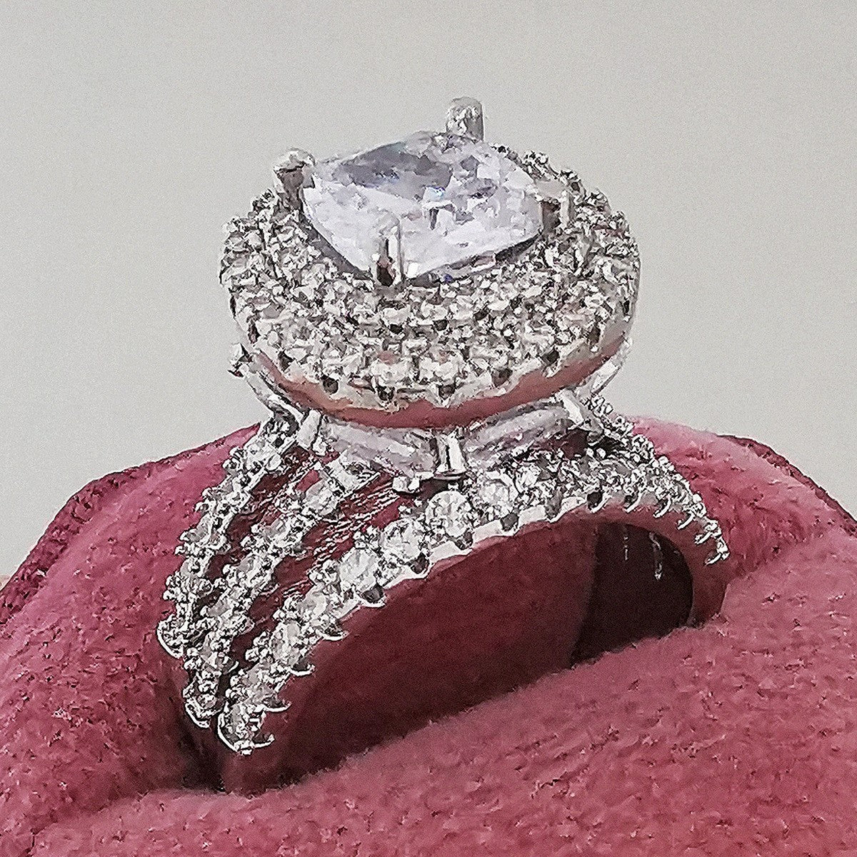 Classy Square Halo Statement Ring