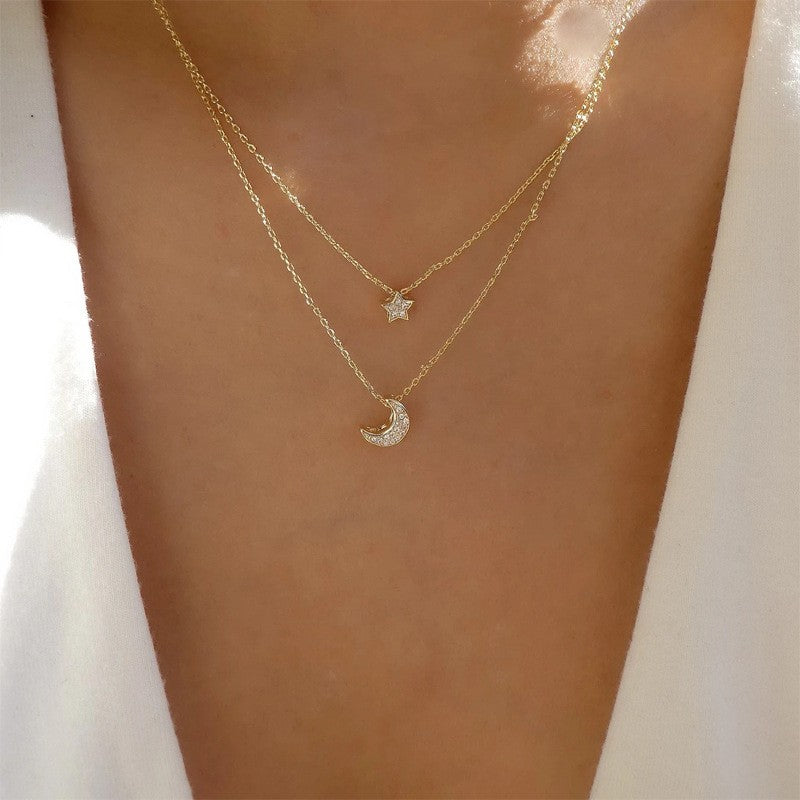 Dainty Layered Heart & Solitaire Necklace