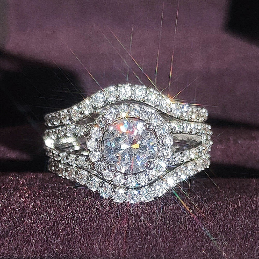 Classy Pave Halo Ring Set