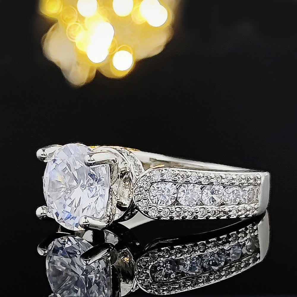 Classy Round Zirconia Split Shank Ring