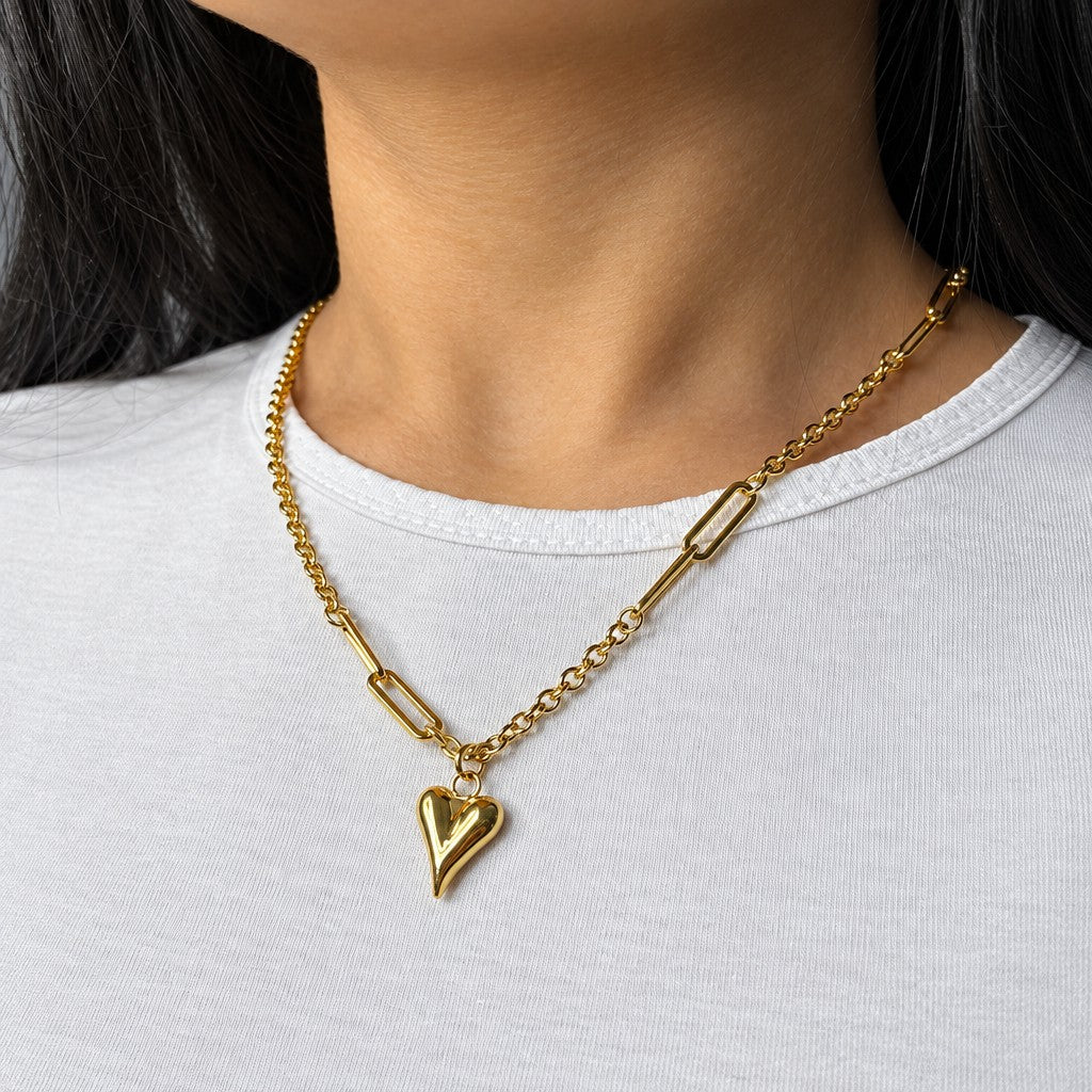 18k Dainty Layered Heart Necklace