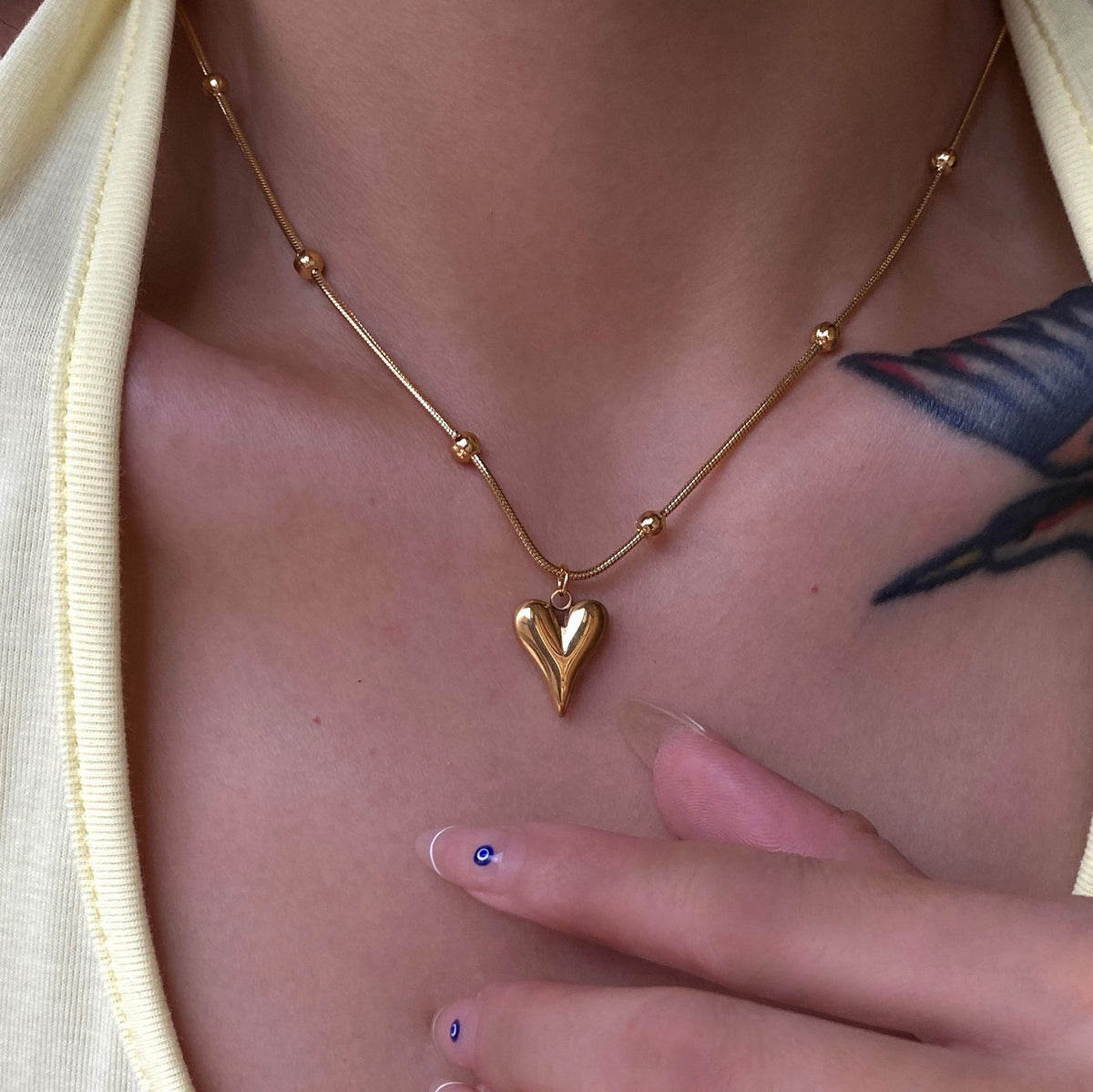 18k Dainty Layered Heart Necklace