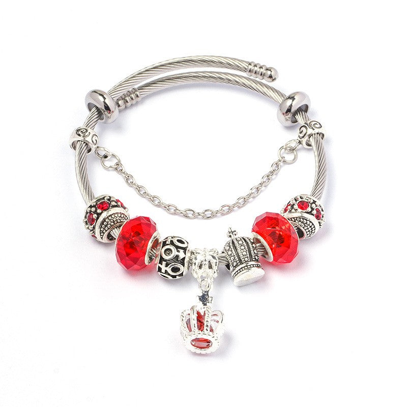 Classy Crown Charm Bangle Bracelet