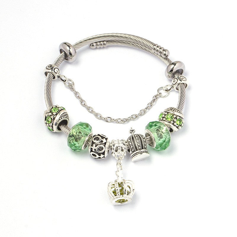 Classy Crown Charm Bangle Bracelet