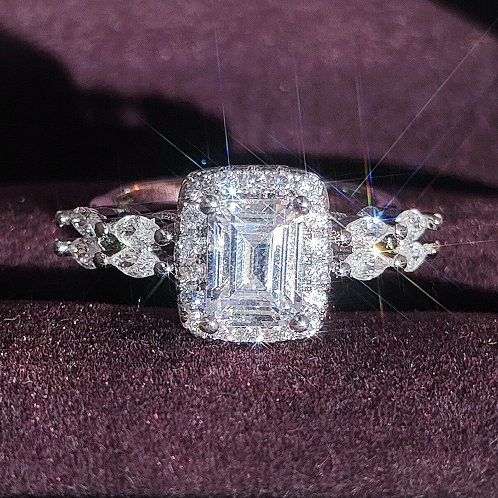 Classy Emerald Cut Halo Ring
