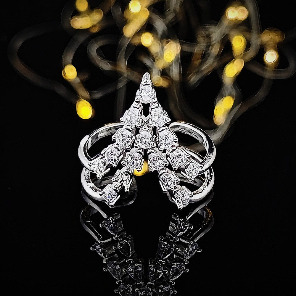 Classy Pear Zirconia Christmas Tree Ring