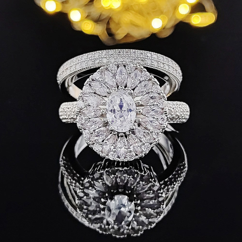 Classy Oval Zirconia Bridal Ring Set