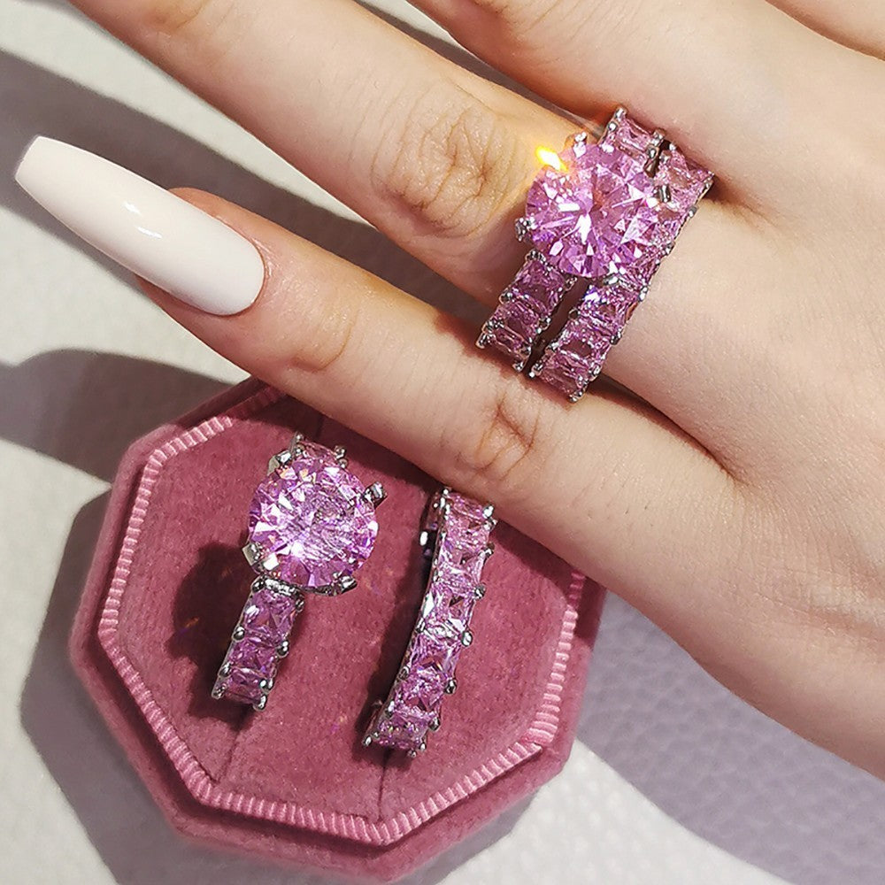 Classy Round Solitaire Bridal Ring Set