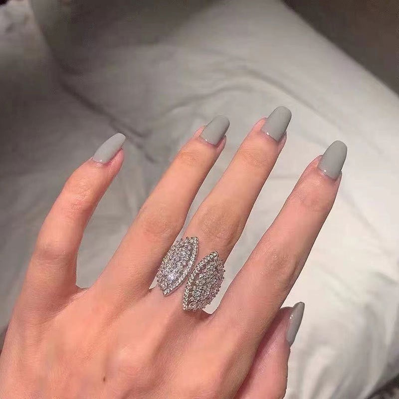 Classy Double Marquise Pave Open Ring