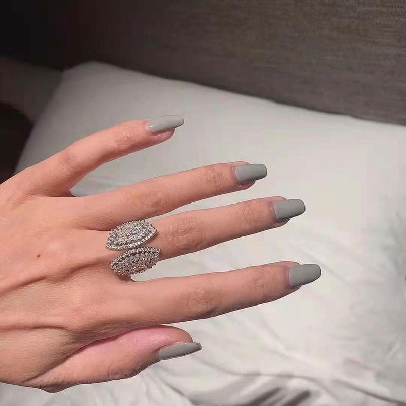 Classy Double Marquise Pave Open Ring