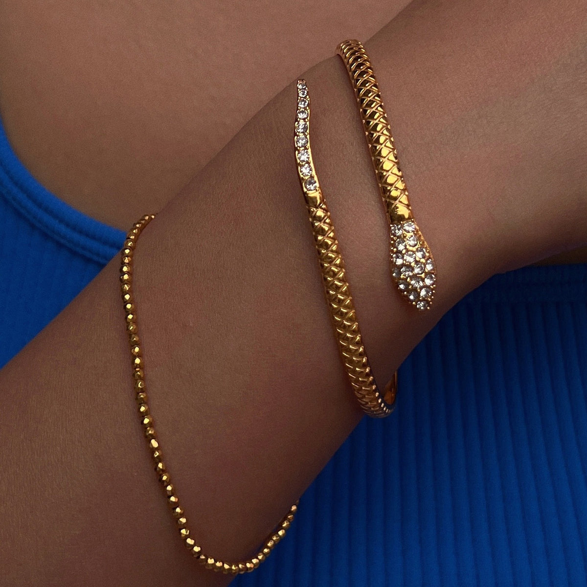 18k Vintage Pave Snake Bangle