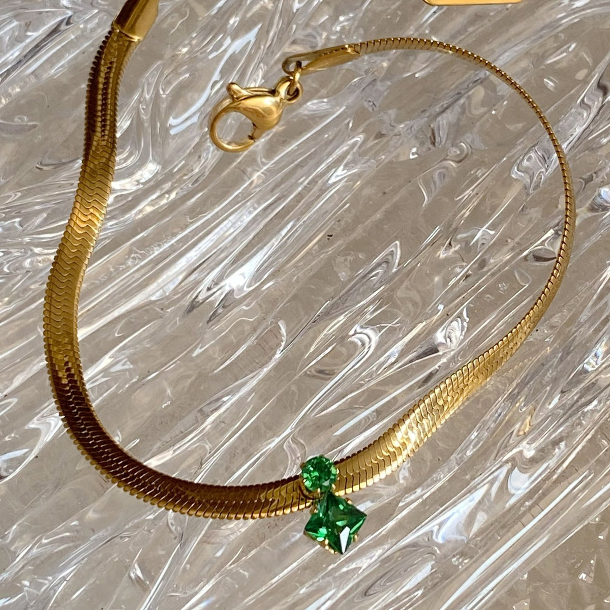 Dainty Geometric Zircon Herringbone Necklace