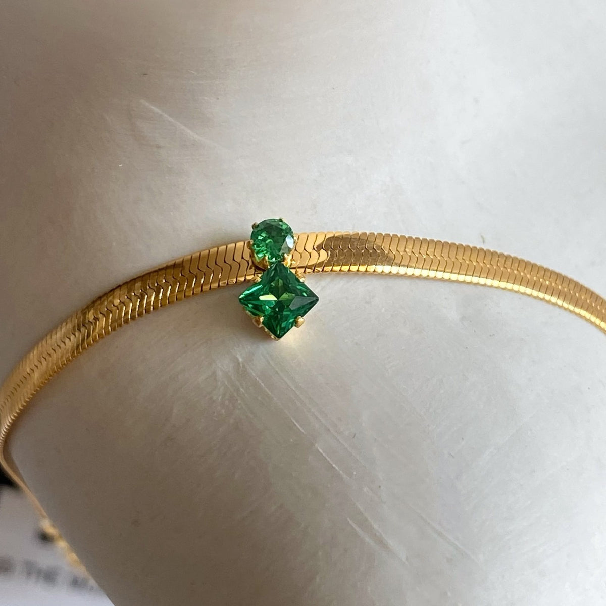Dainty Geometric Zircon Herringbone Necklace
