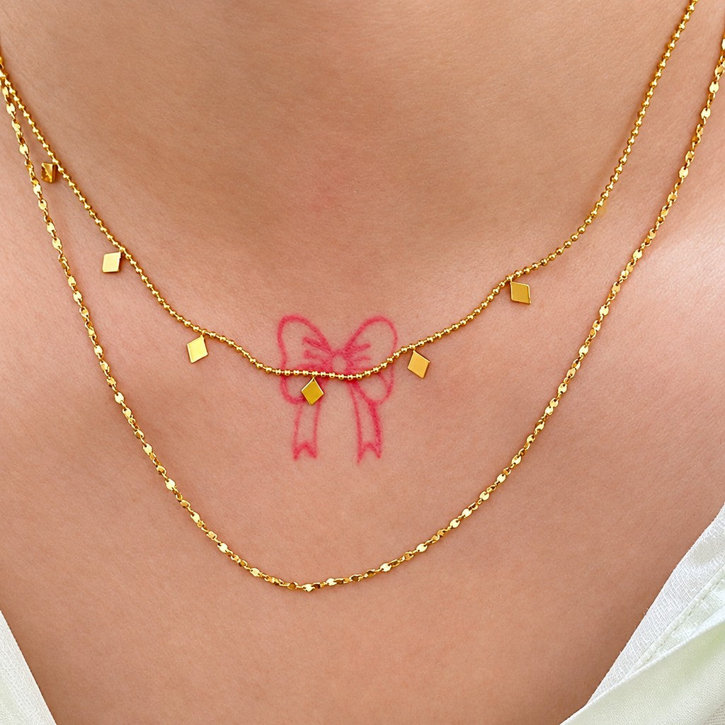 Dainty Layered Geometric Square Necklace