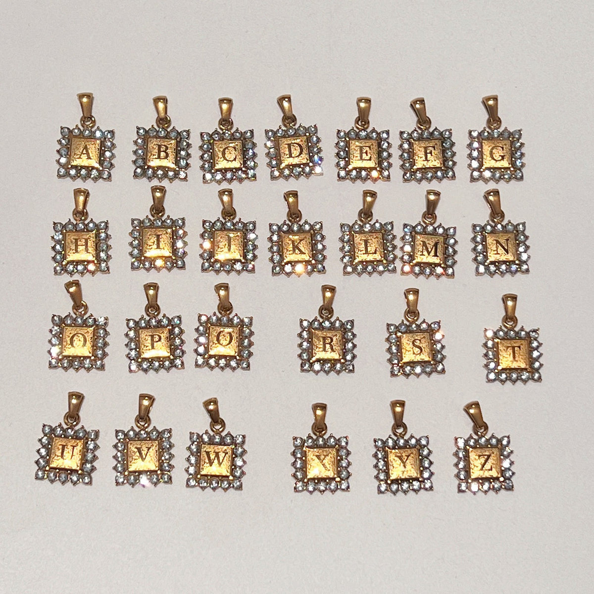 Classy Rhinestone Square Initial Necklace