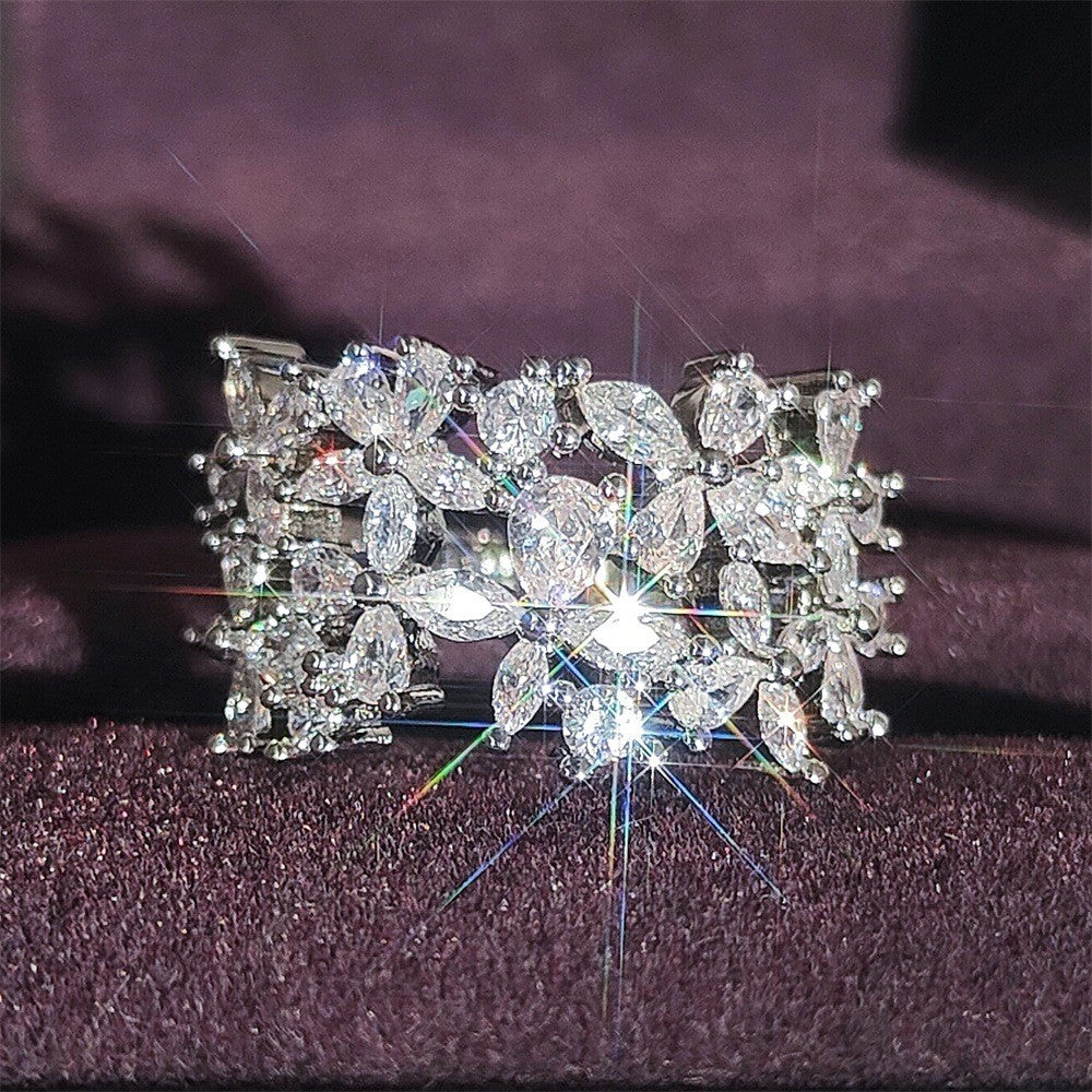 Classy Marquise Zirconia Leaf Cluster Ring