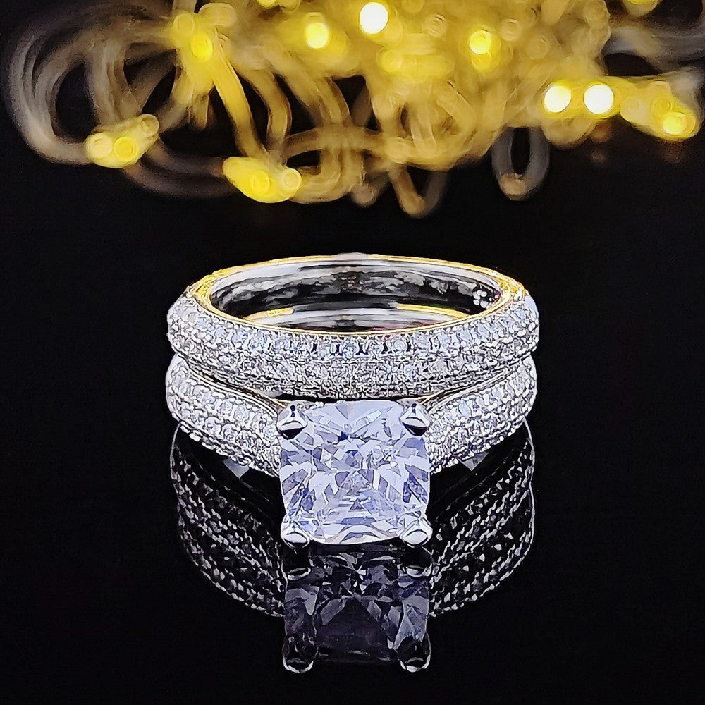 Classy Cushion Cut Bridal Ring Set