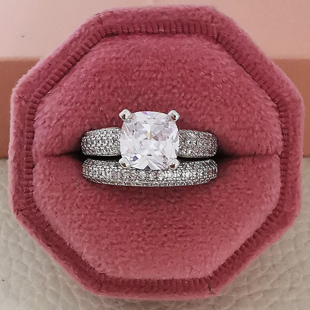 Classy Cushion Cut Bridal Ring Set