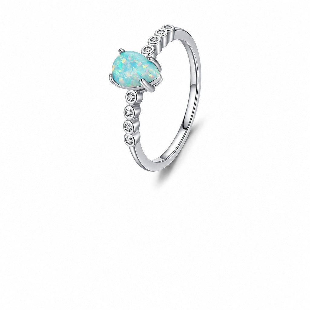 Dainty Opal Teardrop Ring