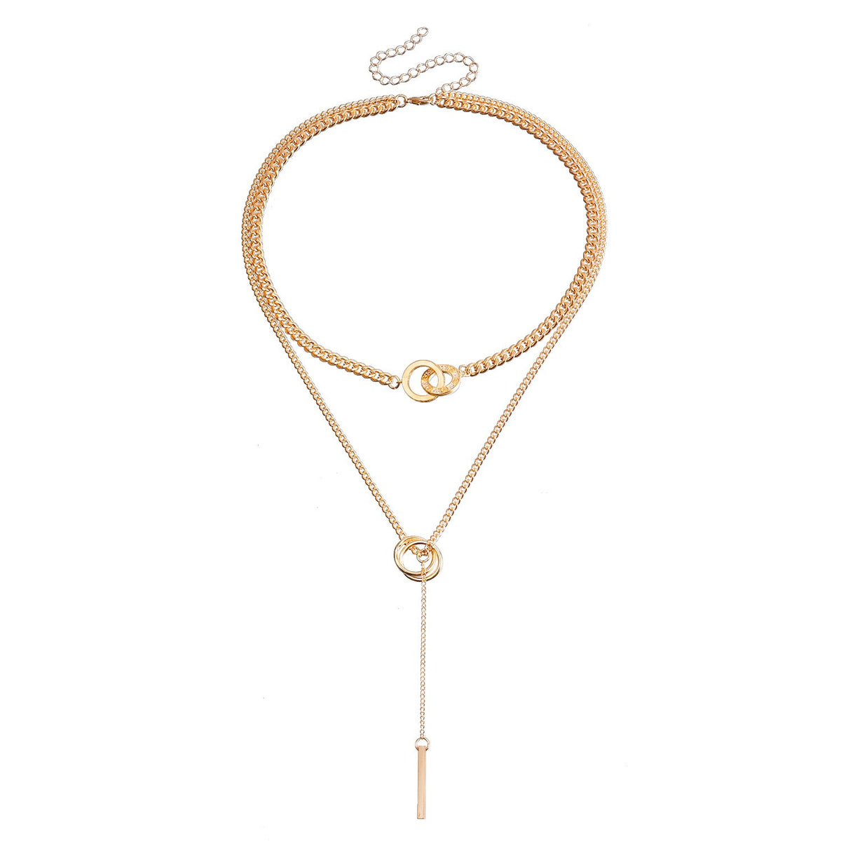 Classy Layered Double Circle Lariat Necklace