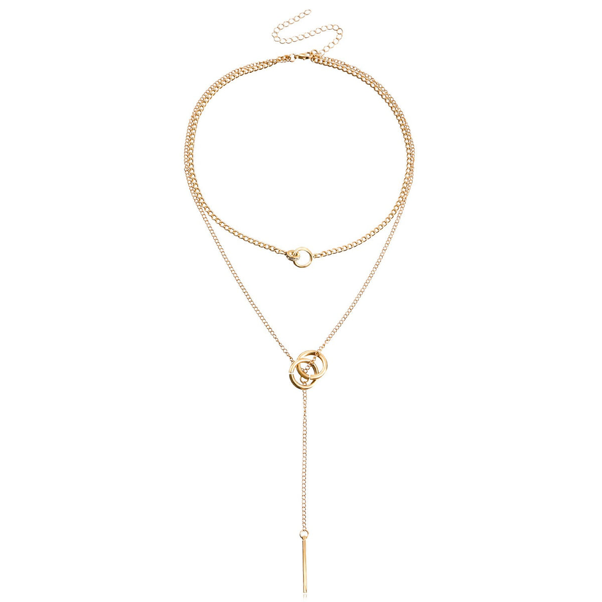 Classy Layered Double Circle Lariat Necklace