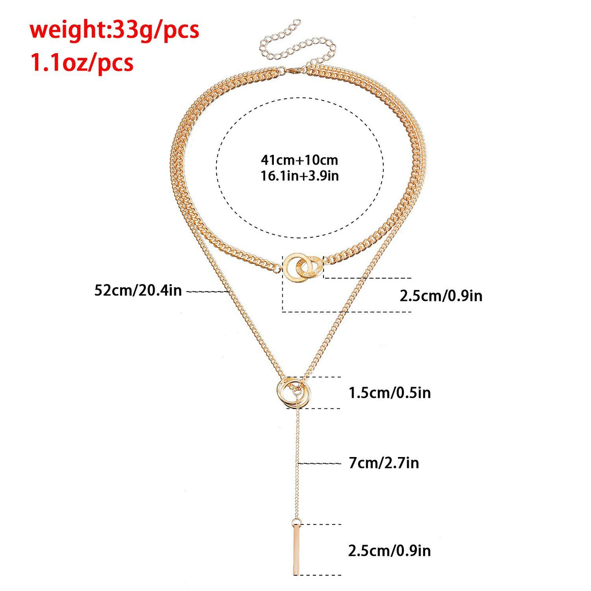 Classy Layered Double Circle Lariat Necklace