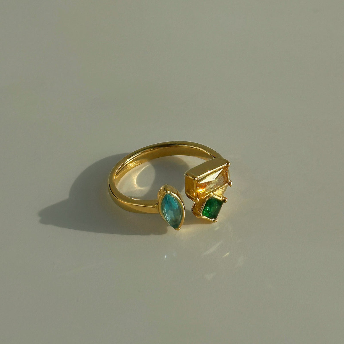 18k Classy Geometric CZ Open Ring