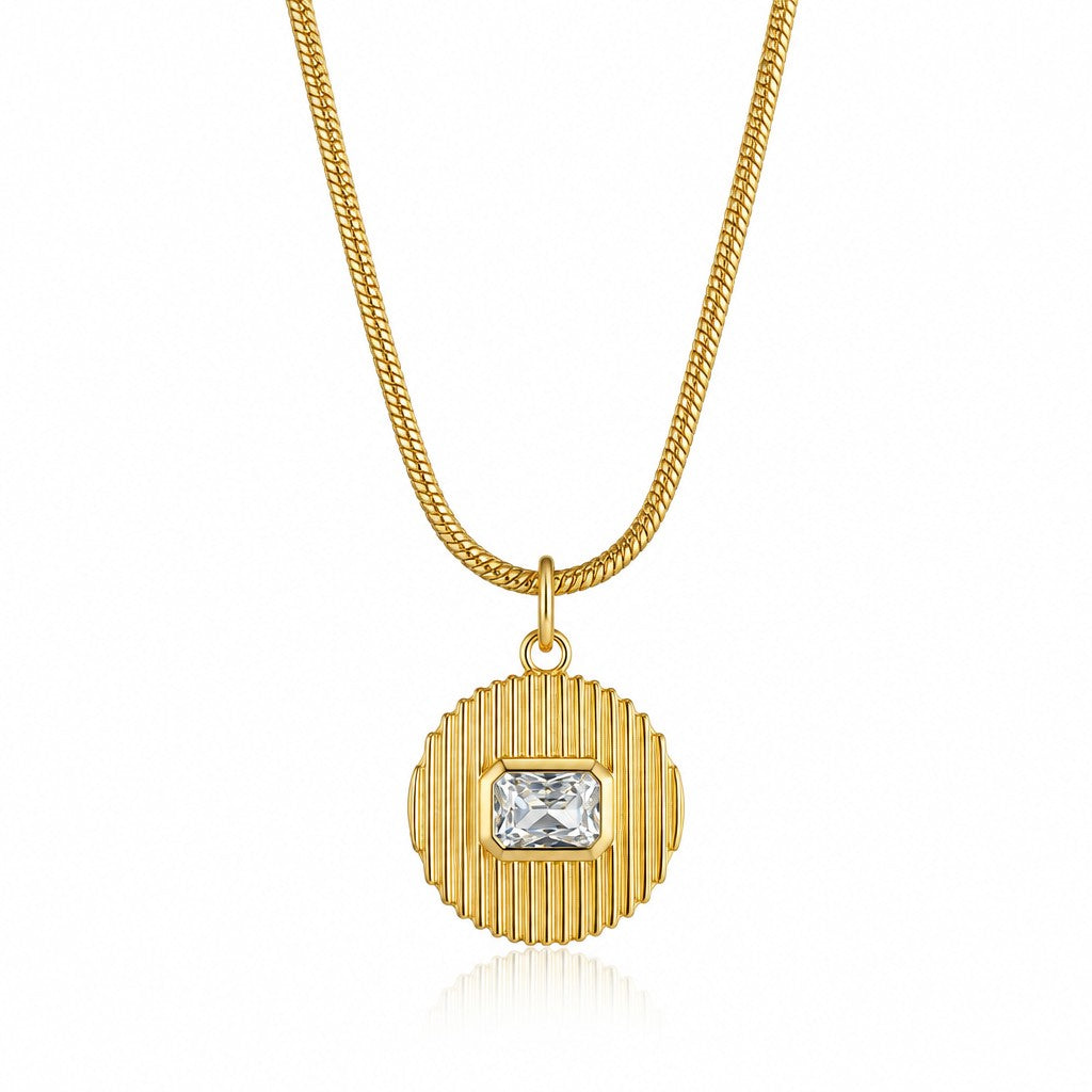 Vintage Textured Disc Snake Chain Necklace
