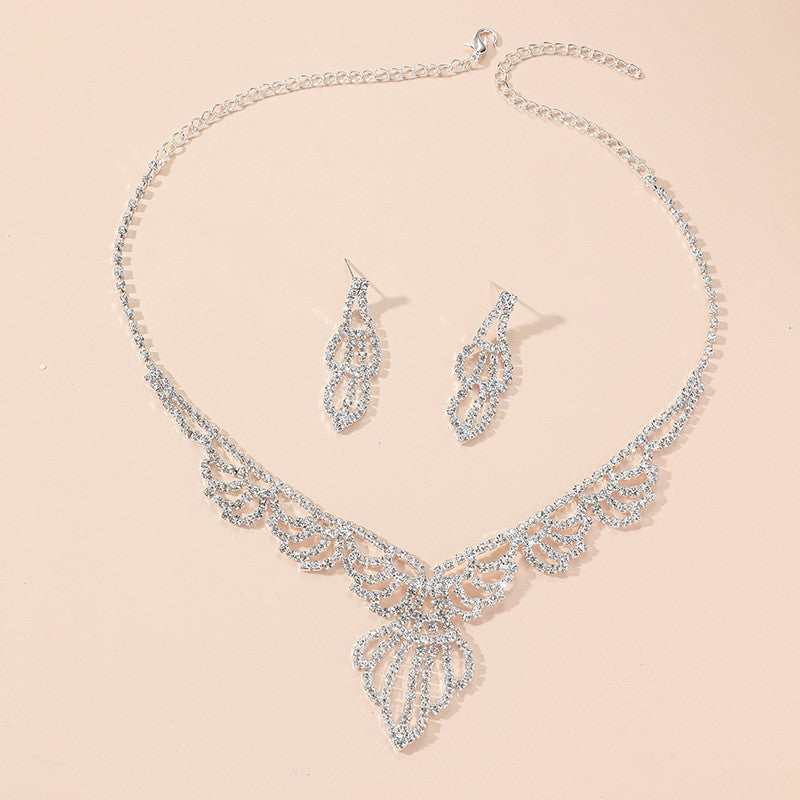 Elegant Rhinestone Floral Necklace & Earring Set