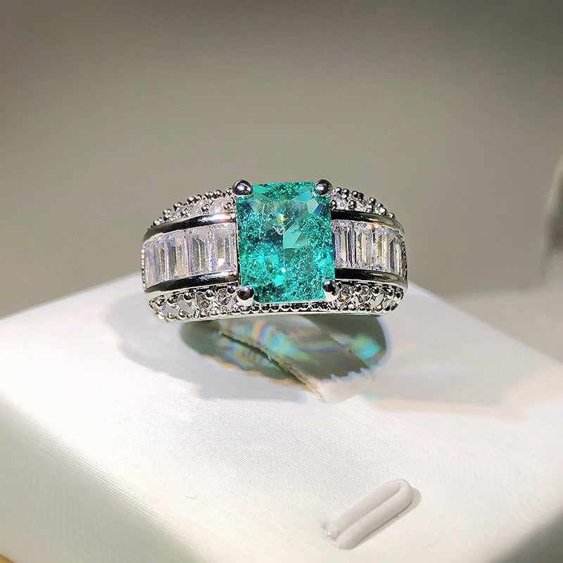 Classy Green Square Cut Statement Ring